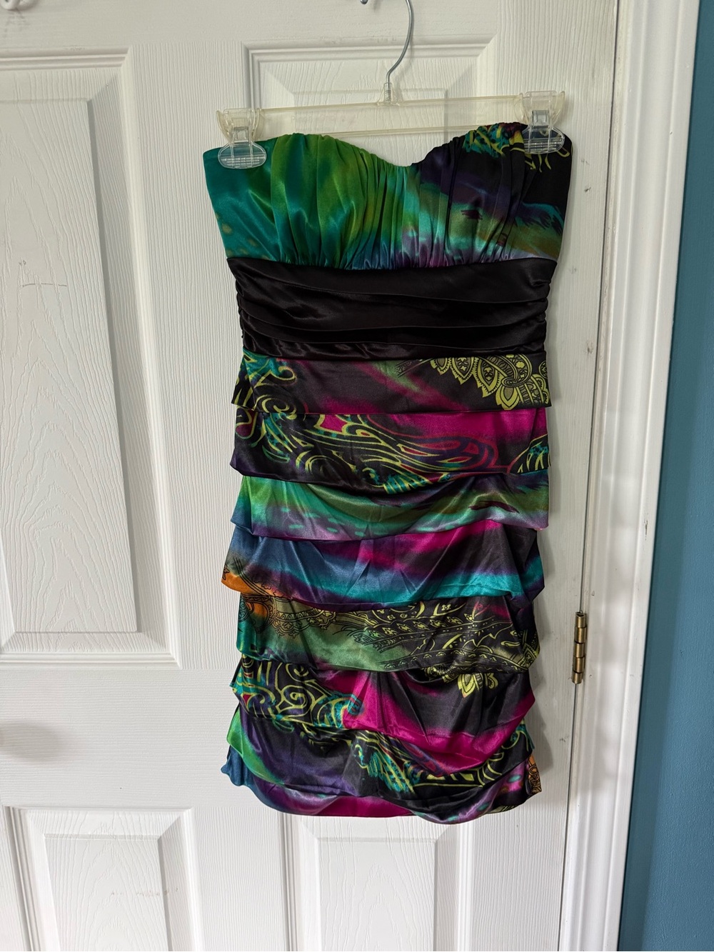 Speechless Strapless Multicolor Ruffle Cocktail Dress